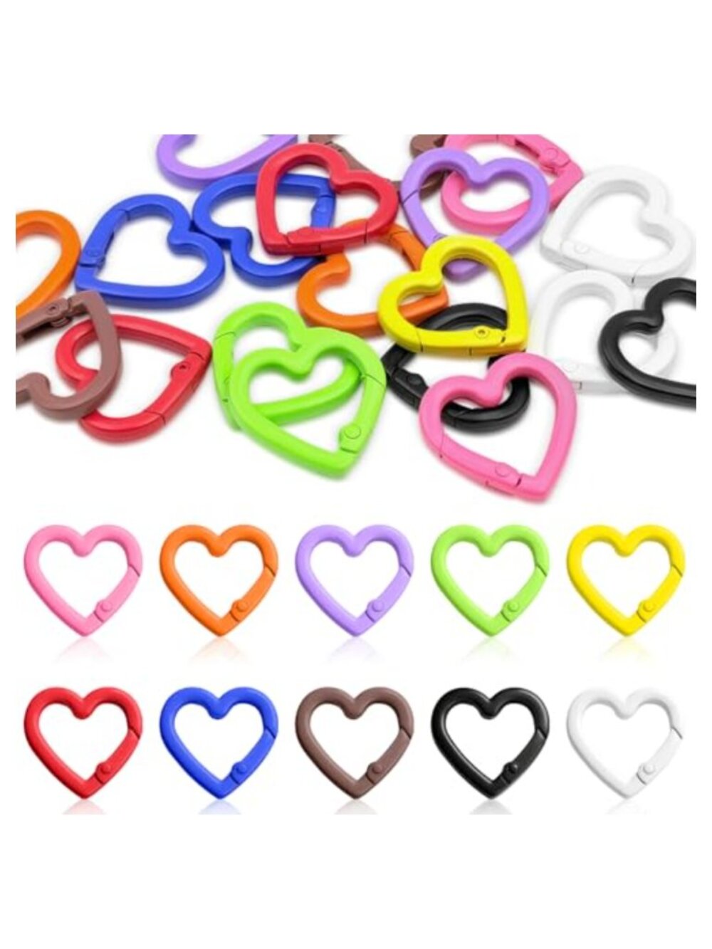 20pc Heart Carabiner Keychain Clips Zinc Alloy Snap Hooks Purse Bag Charm